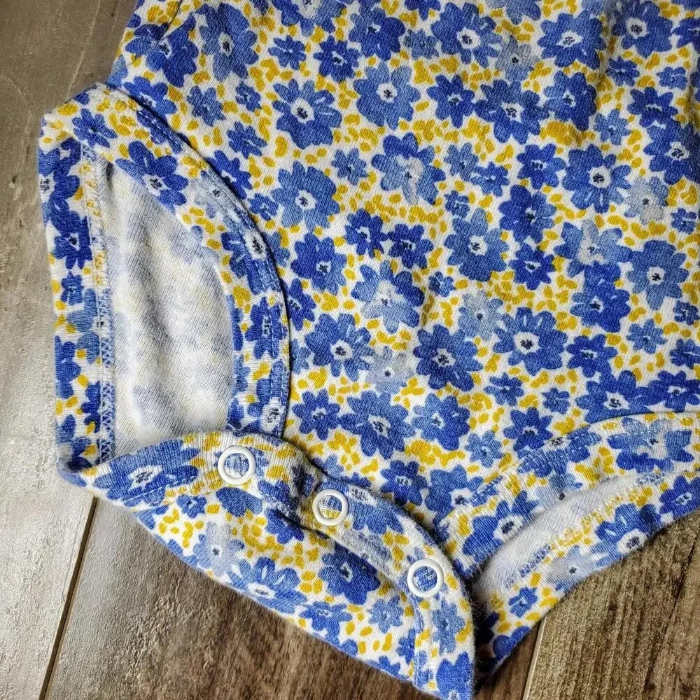 Carter's Baby Girl Blue and Yellow Floral Top Bodysuit 100% Cotton Size 9M NWOT